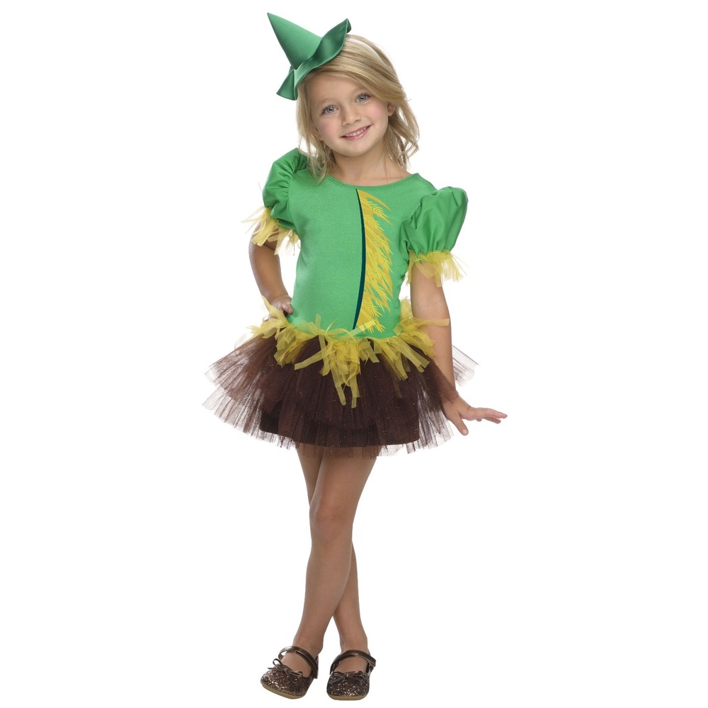 Wizard of Oz Scarecrow Tutu Costume Girl Small Fancy Dress Up Green Brown Sparke